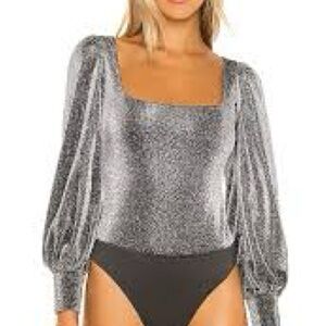 Lovers + Friends Jasmine Silver Bodysuit